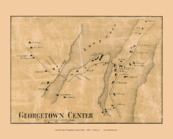Georgetown Center, Maine 1858 Old Town Map Custom Print - Sagadahoc Co.
