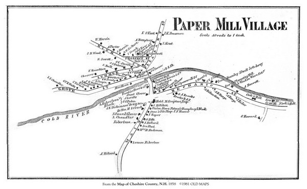 Paper Mill Village - Alstead, New Hampshire 1858 Old Town Map Custom Print - Cheshire Co.