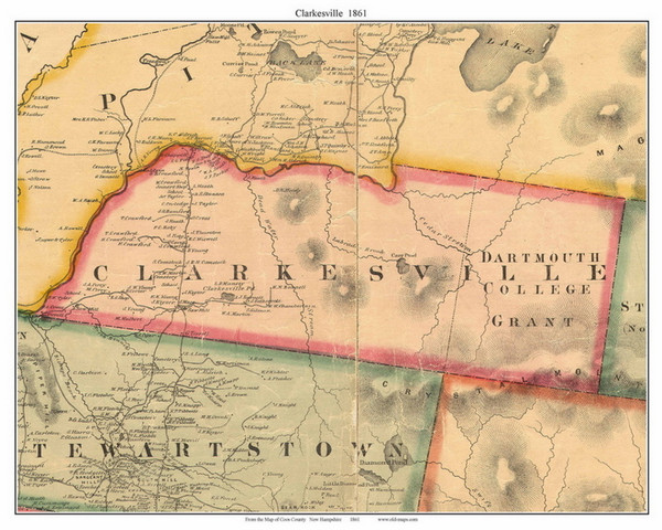 Clarkesville, New Hampshire 1861 Old Town Map Custom Print - Coos Co.