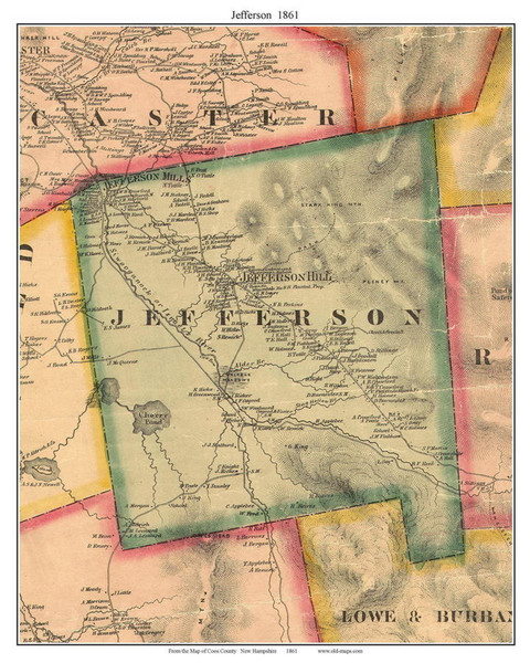 Jefferson, New Hampshire 1861 Old Town Map Custom Print - Coos Co.