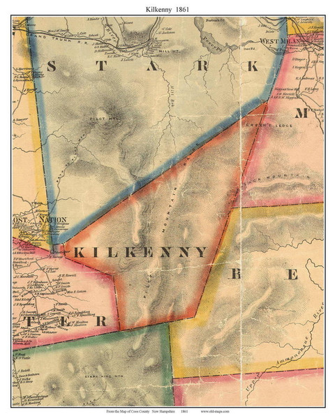 Kilkenny, New Hampshire 1861 Old Town Map Custom Print - Coos Co.