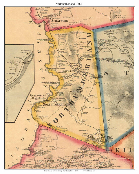 Northumberland, New Hampshire 1861 Old Town Map Custom Print - Coos Co.