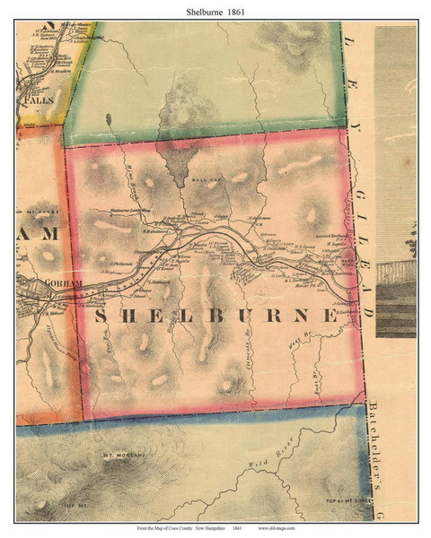 Shelburne, New Hampshire 1861 Old Town Map Custom Print - Coos Co. Shelburne, New Hampshire 1861 Old Town Map Custom Print - Coos Co.