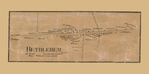 Bethlehem Village, New Hampshire 1860 Old Town Map Custom Print - Grafton Co.