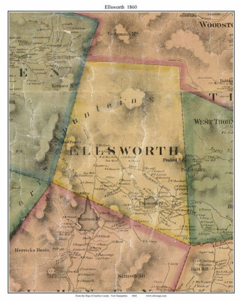 Ellsworth, New Hampshire 1860 Old Town Map Custom Print - Grafton Co. Ellsworth, New Hampshire 1860 Old Town Map Custom Print - Grafton Co.