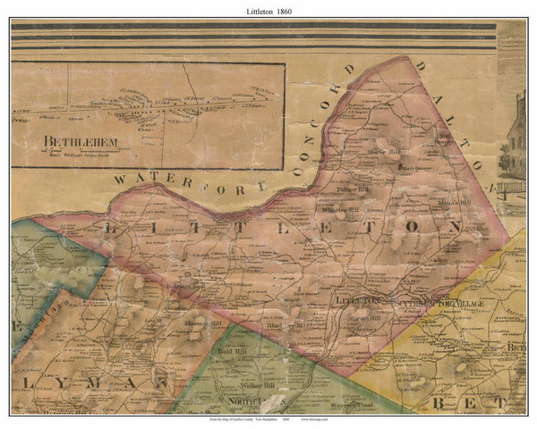 Littleton, New Hampshire 1860 Old Town Map Custom Print - Grafton Co. Littleton, New Hampshire 1860 Old Town Map Custom Print - Grafton Co.