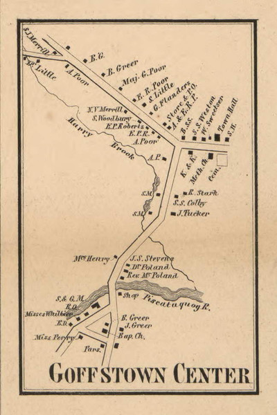 Goffstown Center, New Hampshire 1858 Old Town Map Custom Print - Hillsboro Co.