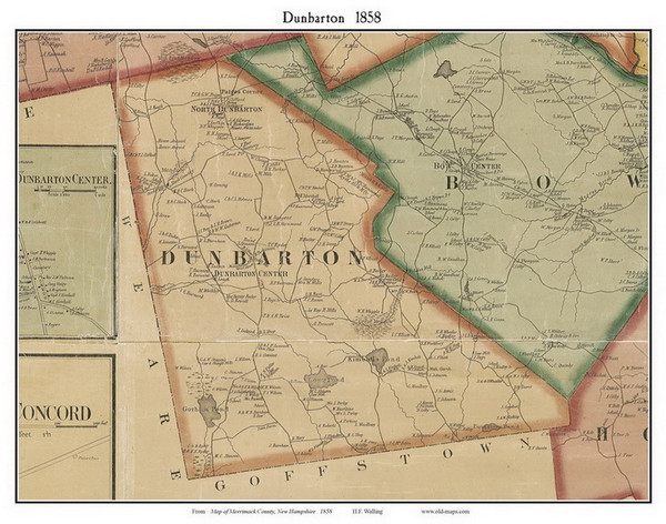 Dunbarton, New Hampshire 1858 Old Town Map Custom Print - Merrimack Co. Dunbarton, New Hampshire 1858 Old Town Map Custom Print - Merrimack Co.