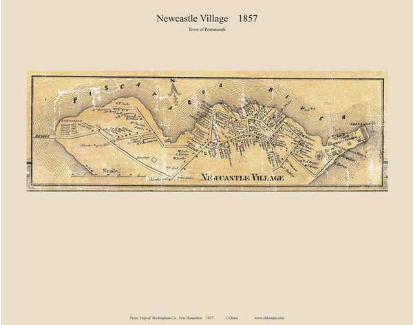 Newcastle Village, New Hampshire 1857 Old Town Map Custom Print - Rockingham Co.