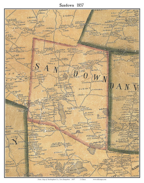 Sandown, New Hampshire 1857 Old Town Map Custom Print - Rockingham Co. Sandown, New Hampshire 1857 Old Town Map Custom Print - Rockingham Co.
