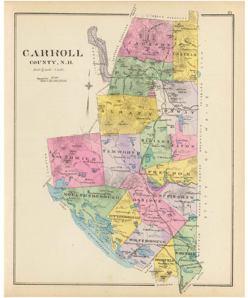 Carroll County, New Hampshire 1892 Old Town Map Reprint - Hurd State Atlas Carroll Carroll County, New Hampshire 1892 Old Town Map Reprint - Hurd State Atlas Carroll