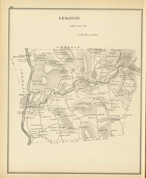 Lebanon Town, New Hampshire 1892 Old Town Map Reprint - Hurd State Atlas Grafton Lebanon Town, New Hampshire 1892 Old Town Map Reprint - Hurd State Atlas Grafton