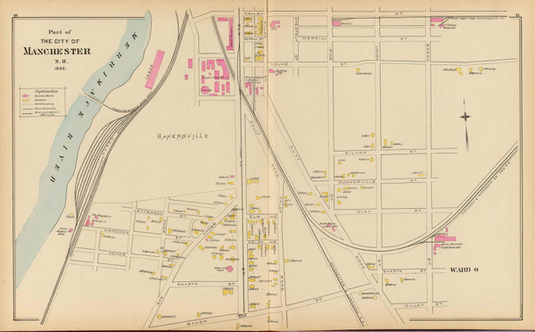 Manchester - Ward 6 P3, New Hampshire 1892 Old Town Map Reprint - Hurd State Atlas Hillsboro