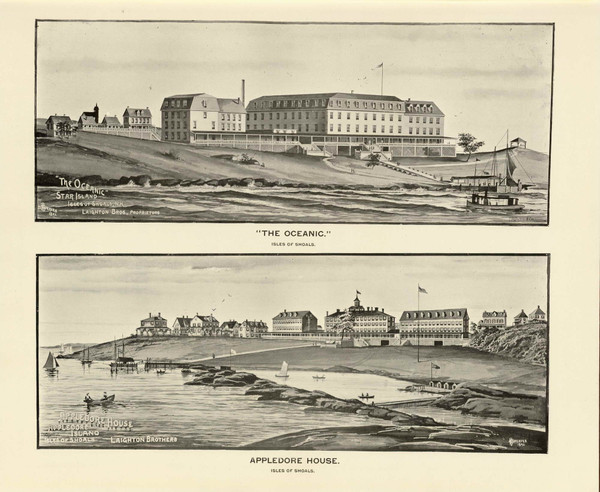 The Oceanic, Appledore House, New Hampshire 1892 Old Town Map Reprint - Hurd State Atlas Rockingham