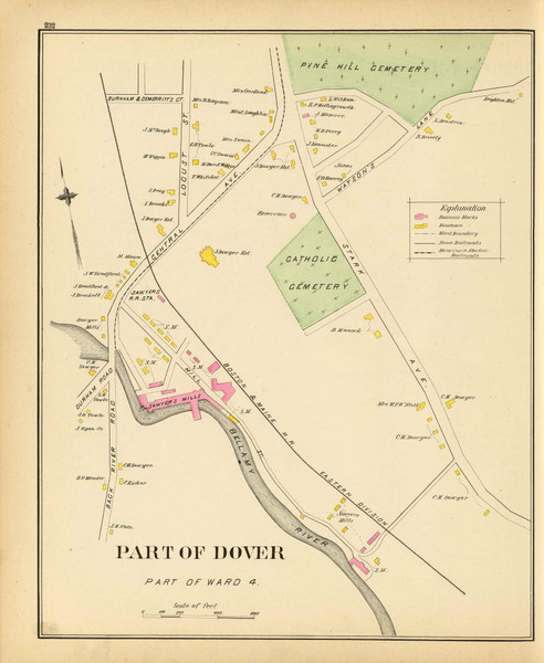 Dover - Part of Ward 4, New Hampshire 1892 Old Town Map Reprint - Hurd State Atlas Strafford Dover - Part of Ward 4, New Hampshire 1892 Old Town Map Reprint - Hurd State Atlas Strafford