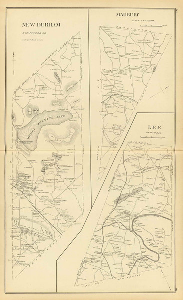 New Durham Town, Madbury Town, Lee Town, New Hampshire 1892 Old Town Map Reprint - Hurd State Atlas Strafford