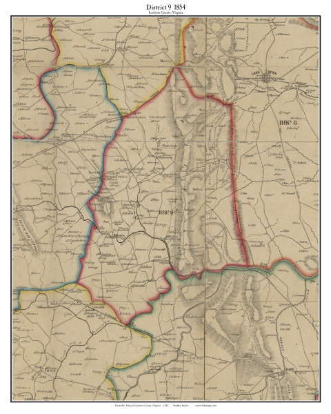 District 9 - Loudoun County, Virginia 1854 Old Town Map Custom Print - Loudoun Co.