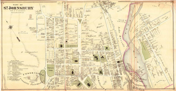 St. Johnsbury Village - South, Vermont 1875 Old Town Map Reprint - Caledonia Co.