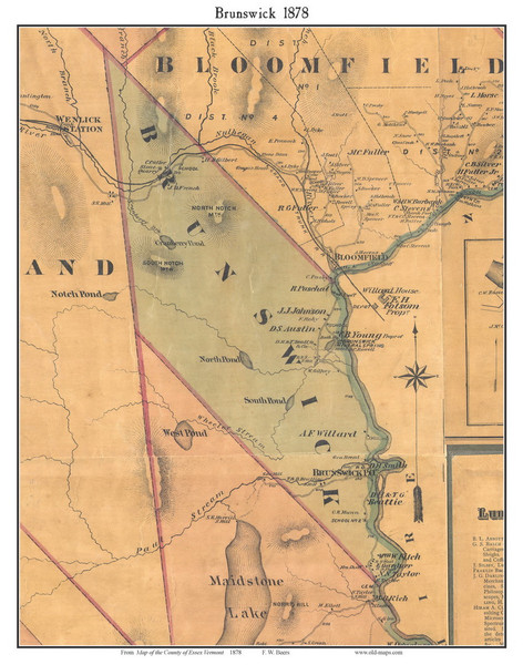 Brunswick, Vermont 1878 Old Town Map Custom Print - Essex Co.