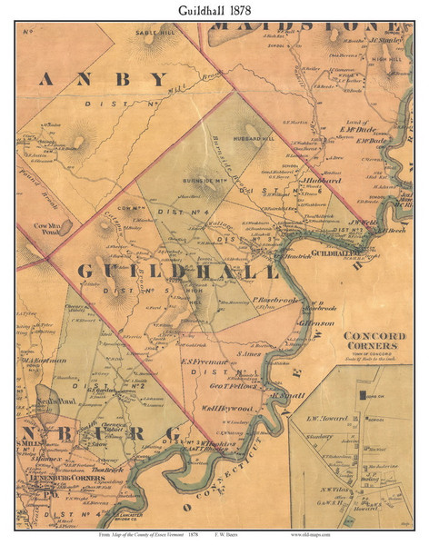 Guildhall, Vermont 1878 Old Town Map Custom Print - Essex Co. Guildhall, Vermont 1878 Old Town Map Custom Print - Essex Co.