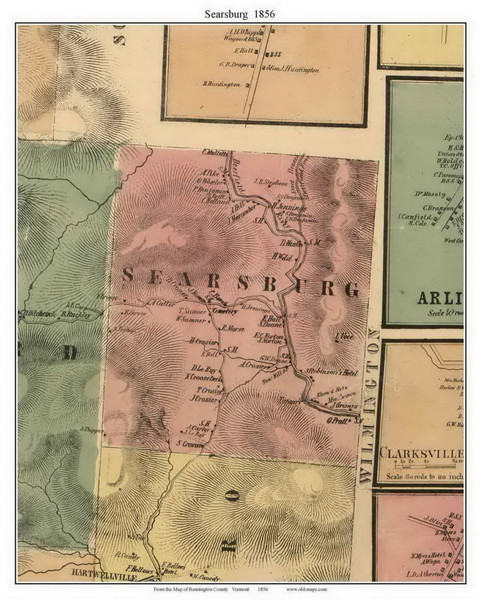 Searsburg, Vermont 1856 Old Town Map Custom Print - Bennington Co.
