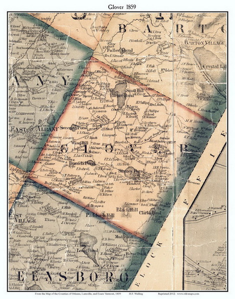 Glover, Vermont 1859 Old Town Map Custom Print - Orleans Co.