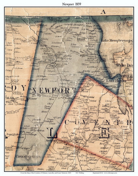 Newport, Vermont 1859 Old Town Map Custom Print - Orleans Co.