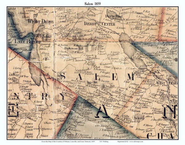 Salem, Vermont 1859 Old Town Map Custom Print - Orleans Co.