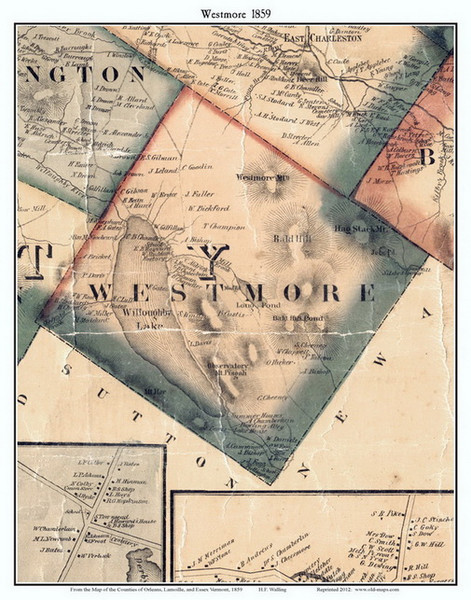 Westmore, Vermont 1859 Old Town Map Custom Print - Orleans Co.