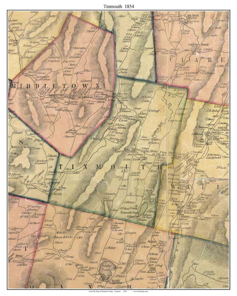 Tinmouth, Vermont 1854 Old Town Map Custom Print - Rutland Co.