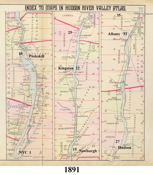 Index Map, 1891 - NY Hudson River Valley Atlas - NOT FOR SALE