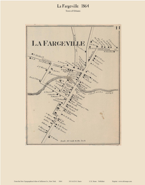 LaFargebille - Orleans, New York 1864 - Old Town Map Reprint - Jefferson Co. LaFargebille - Orleans, New York 1864 - Old Town Map Reprint - Jefferson Co.