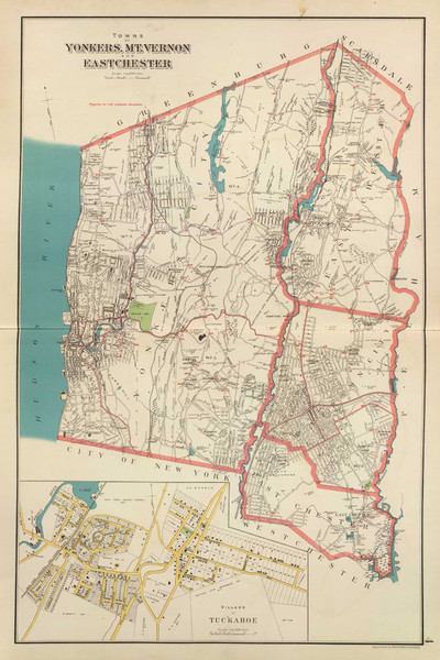 Yonkers, Mt Vernon, and Eastchester, New York 1893 - Old Town Map Reprint - Westchester Co. Atlas 4