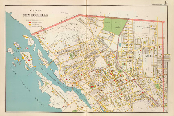 New Rochelle Village - Sheet 1, New York 1893 - Old Town Map Reprint - Westchester Co. Atlas 14