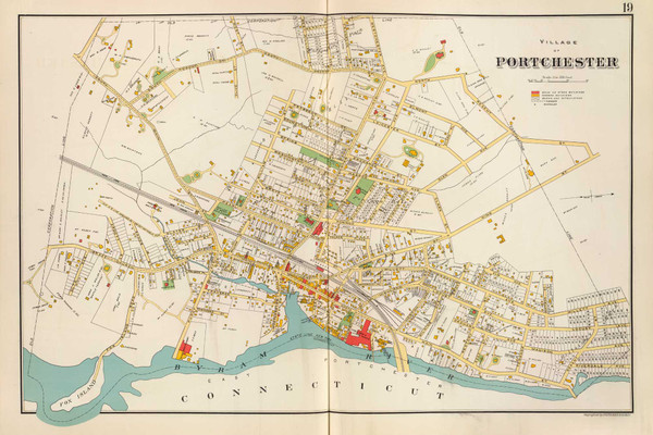 Port Chester Village, New York 1893 - Old Town Map Reprint - Westchester Co. Atlas 19