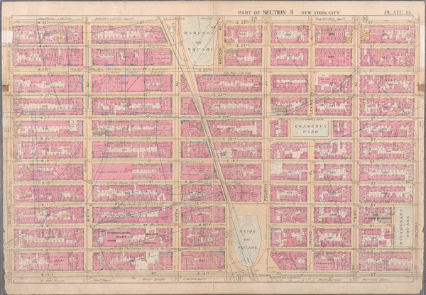Plate 14, Union Square Area, 1897 - Old Street Map Reprint - 1897 Bromley Atlas of Manhattan