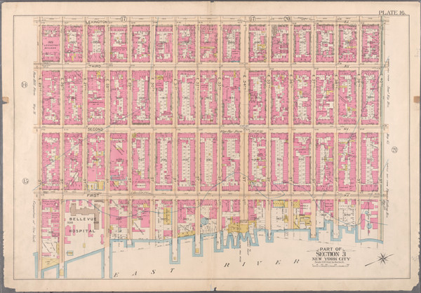 Plate 16, Waterfront & Second Ave. Area, 1897 - Old Street Map Reprint - 1897 Bromley Atlas of Manhattan Plate 16, Waterfront & Second Ave. Area, 1897 - Old Street Map Reprint - 1897 Bromley Atlas of Manhattan