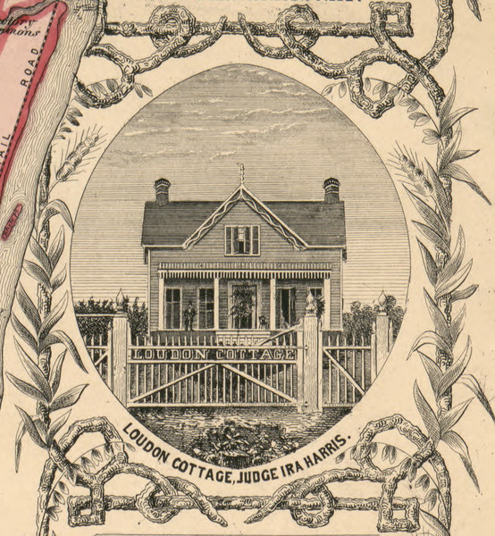 Loudon Cottage, New York 1854 Old Town Map Custom Print - Albany Co.