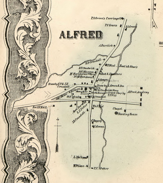 Alfred Village, New York 1856 Old Town Map Custom Print - Allegany Co.