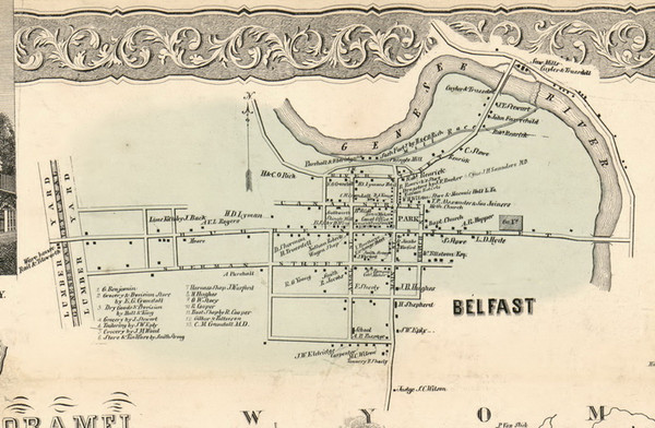 Belfast Village, New York 1856 Old Town Map Custom Print - Allegany Co. Belfast Village, New York 1856 Old Town Map Custom Print - Allegany Co.
