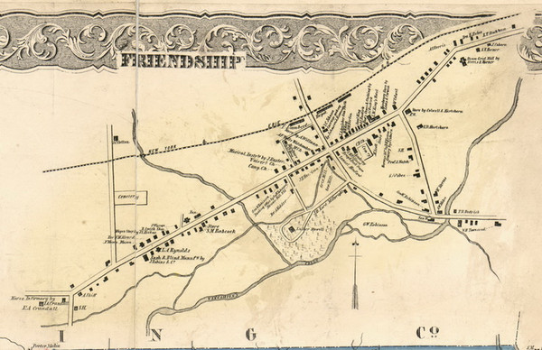 Friendship Village, New York 1856 Old Town Map Custom Print - Allegany Co.