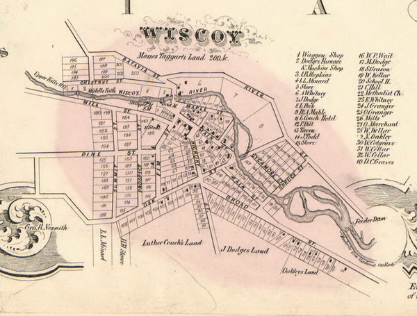 Wiscoy Village, New York 1856 Old Town Map Custom Print - Allegany Co.