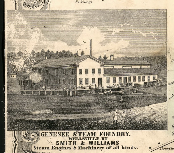 Genesee Steam Foundry, New York 1856 Old Town Map Custom Print - Allegany Co.