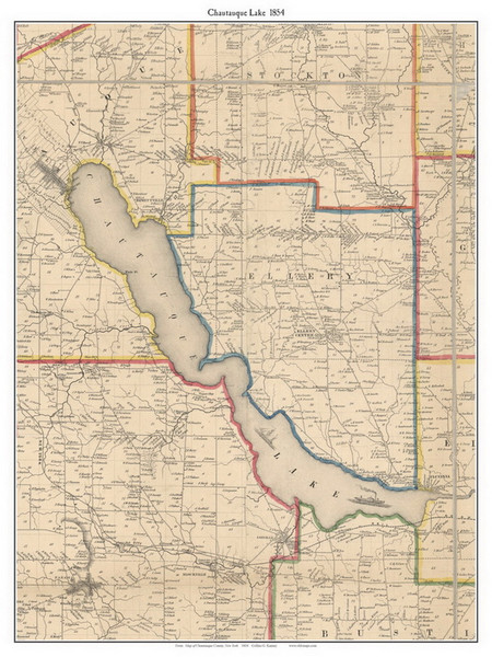Chautauque Lake, New York 1854 Old Town Map Custom Print - Chautauque Co.