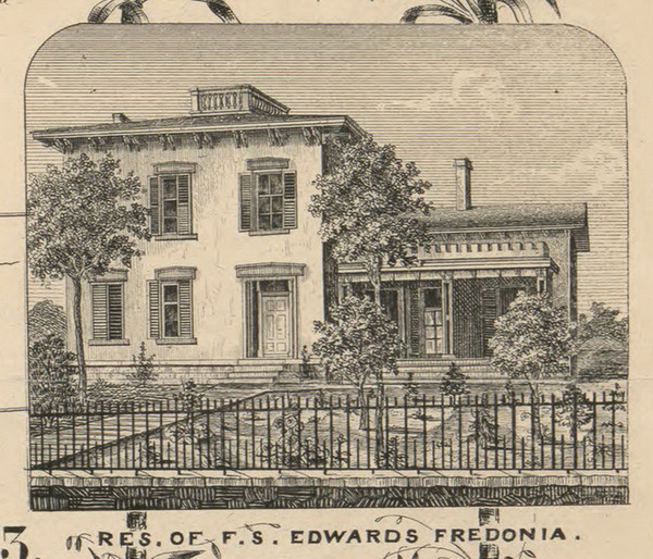 Res. of F.S. Edwards, New York 1854 Old Town Map Custom Print - Chautauque Co.