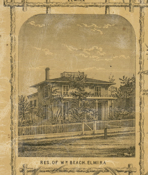 Res. of Wm. Beach, New York 1853 Old Town Map Custom Print - Chemung Co.