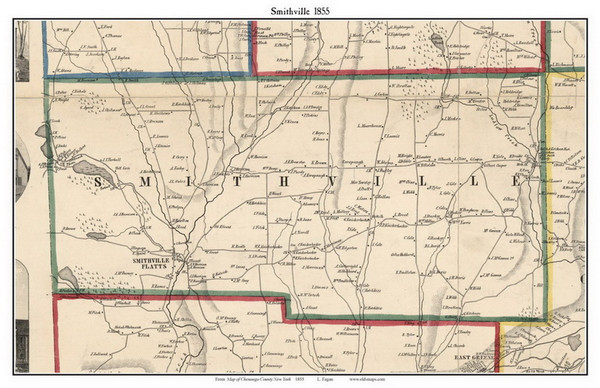 Smithville, New York 1855 Old Town Map Custom Print - Chenango Co.