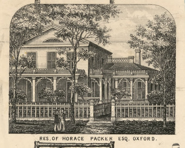 Res. of Horace Packer, New York 1855 Old Town Map Custom Print - Chenango Co.