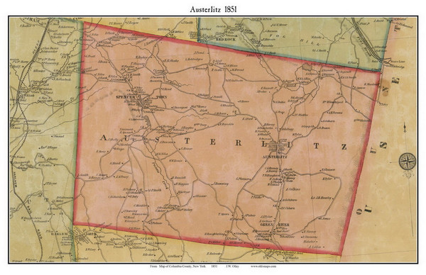Austerlitz, New York 1851 Old Town Map Custom Print - Columbia Co.