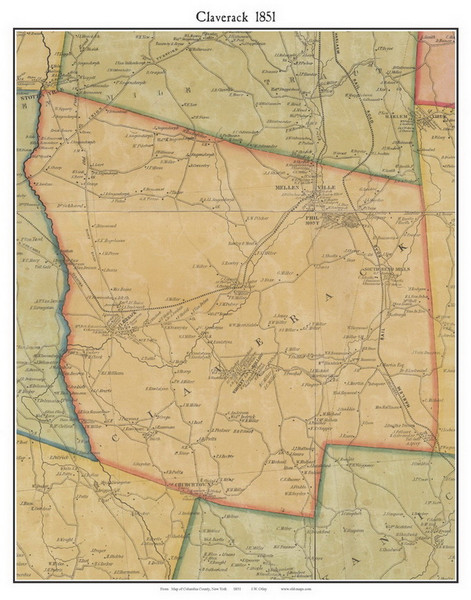 Claverack, New York 1851 Old Town Map Custom Print - Columbia Co.